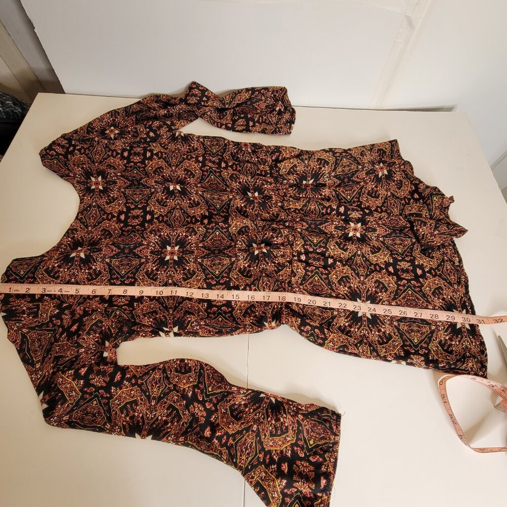 Lucca Couture Batik Pattern Romper Blk/Maroon Open Back Size M - Picture 5 of 14